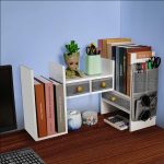 X-cosrack Wood Expandable Desktop Bookshelf Counter Bookcase Adjustable with Drawers Desktop Shelves Rack Storage Organizer for Office Supplies,Makeup,White.Petent Pending - Image 4